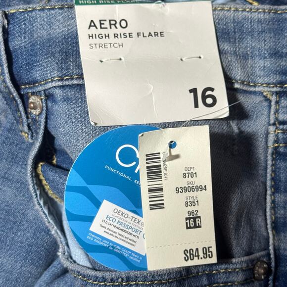 151. AERO NWT Aéropostale High Rise Flare Stretch Size 16R Jeans - Picture 4 of 11